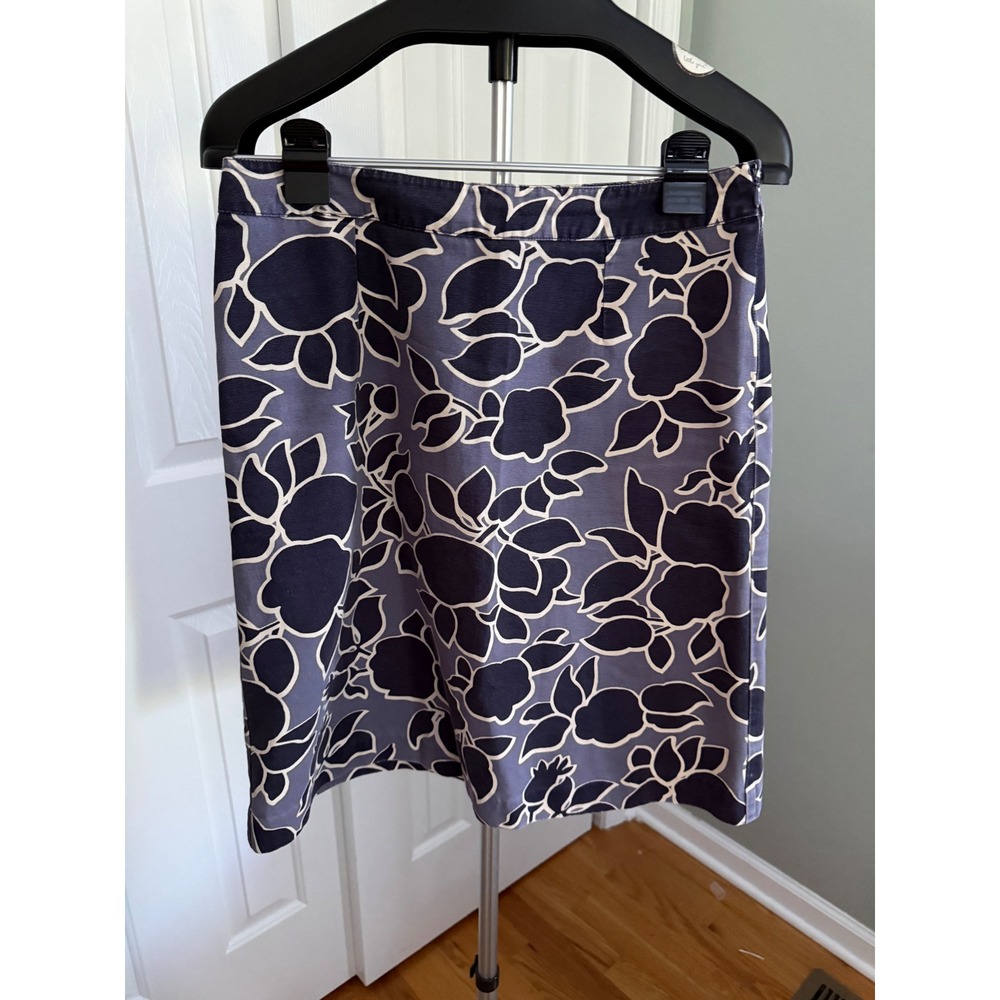 Boden Womens Navy Blue Floral Pencil Skirt Size UK 12R Coastal Preppy Summer